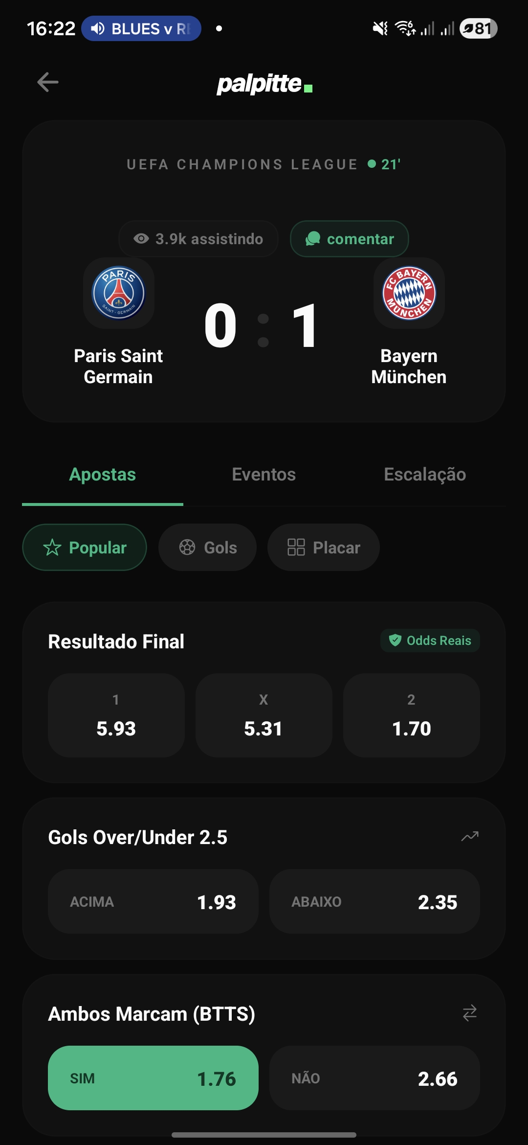 Tela do jogo